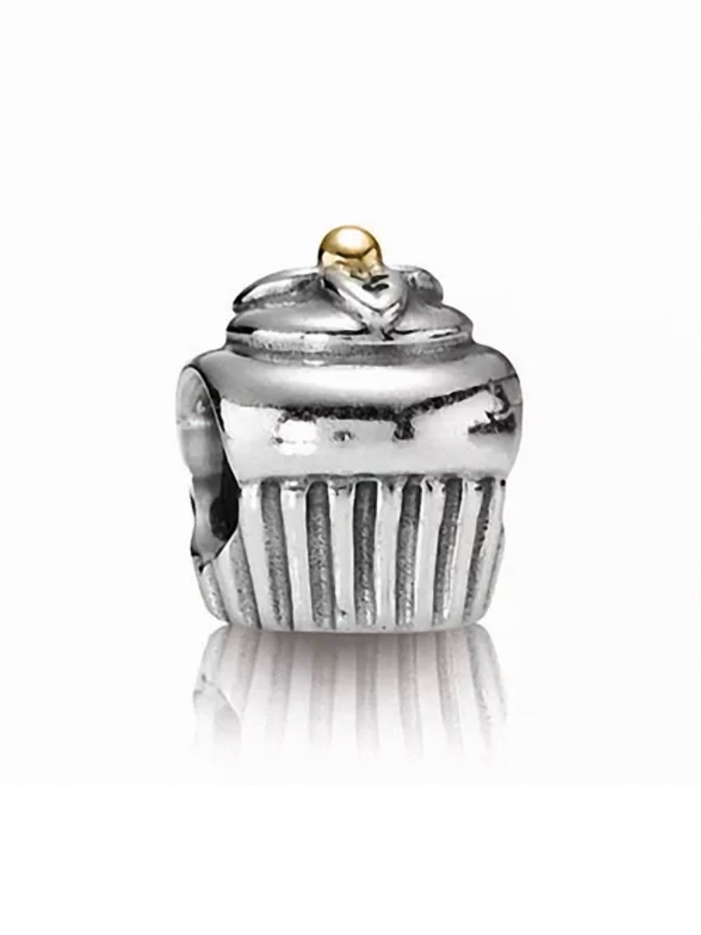 Pandora Retired Sterling Silver with 14K Gold Cupcake Charm